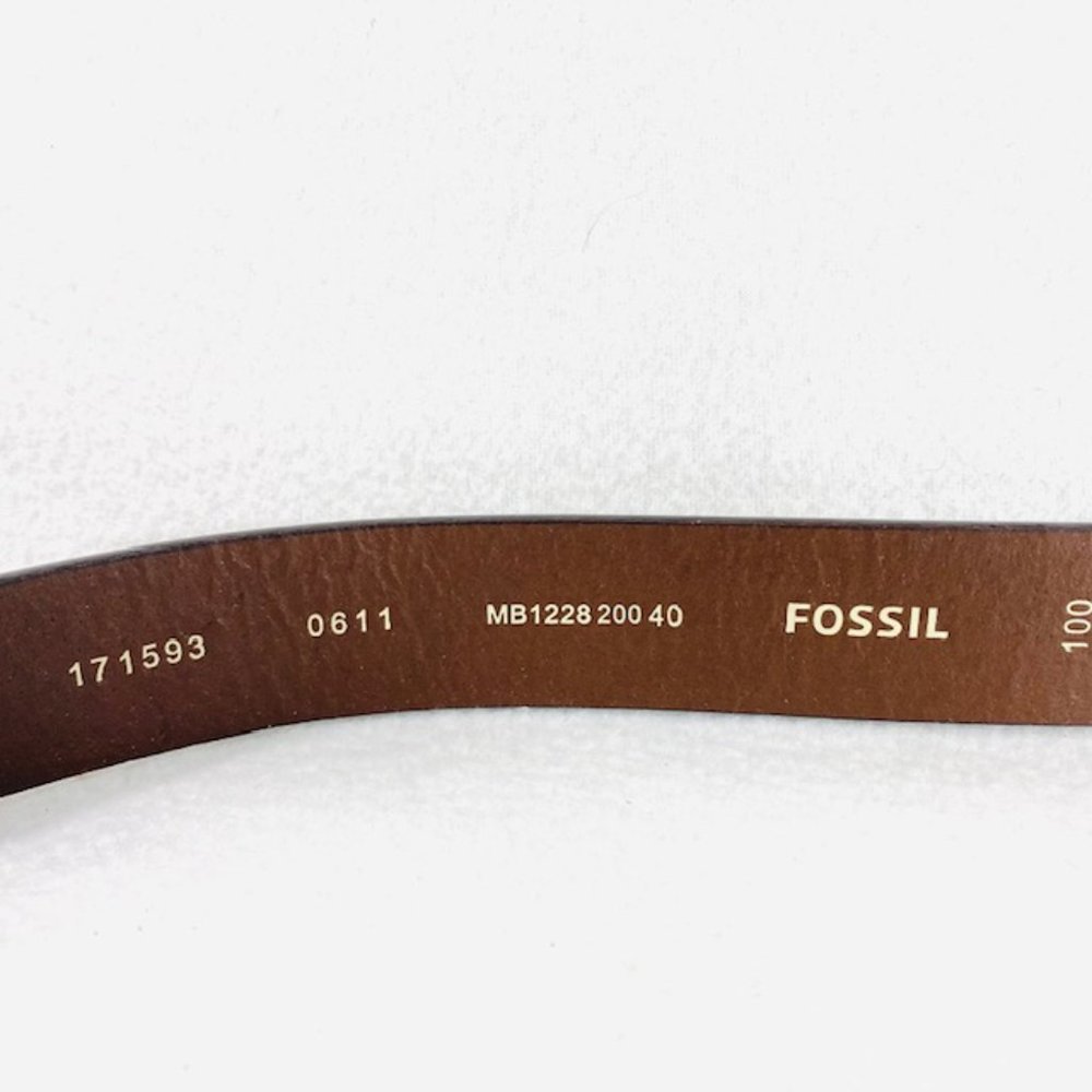 Rare Edsel Brown Fossil Leather Belt w/Woven Look - Size 40 - NWT - Picture 5 of 7